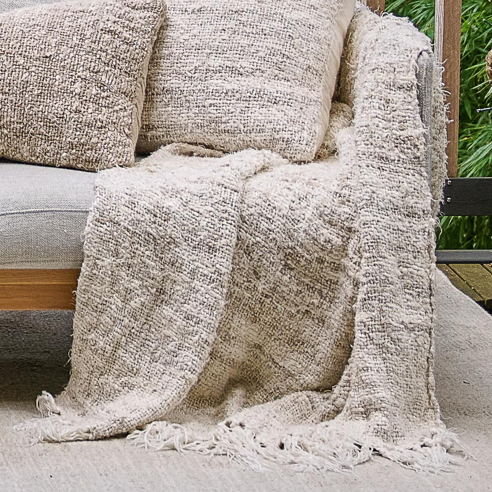 Eadie Lifestyle Wabi Throw - 100% Recycled Linen, Ivory