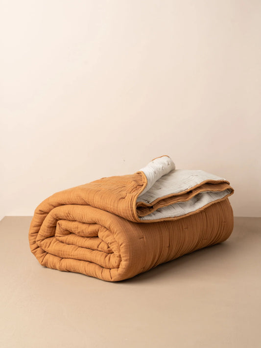 Saarde| Enes Quilted Bed Cover | Terracotta