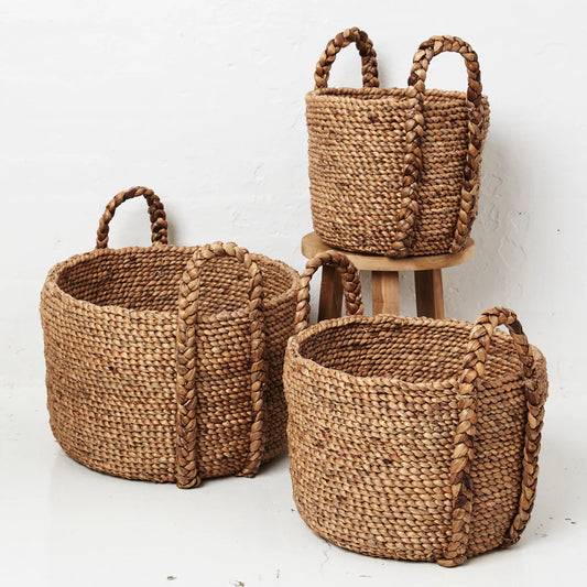 INARTISAN RUHI PLAITED HANDLE WATERHYACINTH BASKET