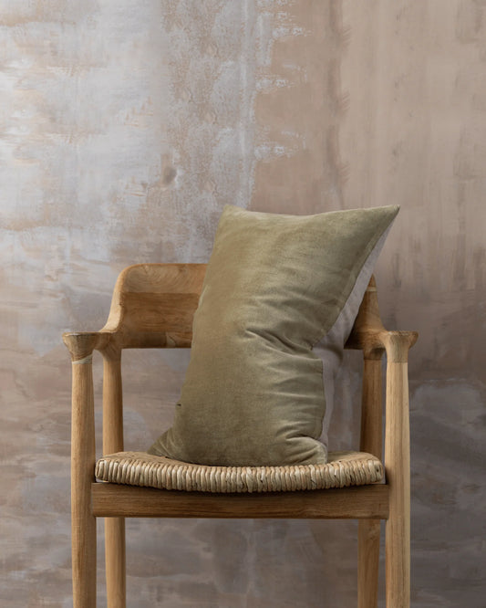 Saarde| Linen/velvet cushion range Olive Lumbar