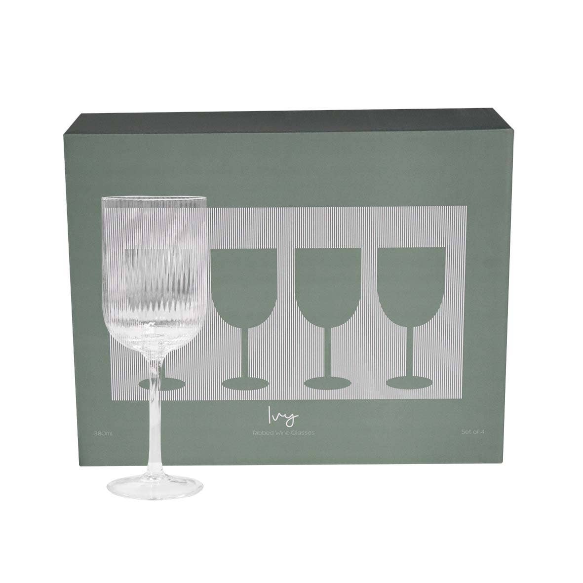 Ivy Ribbed Wine Glass (s4)