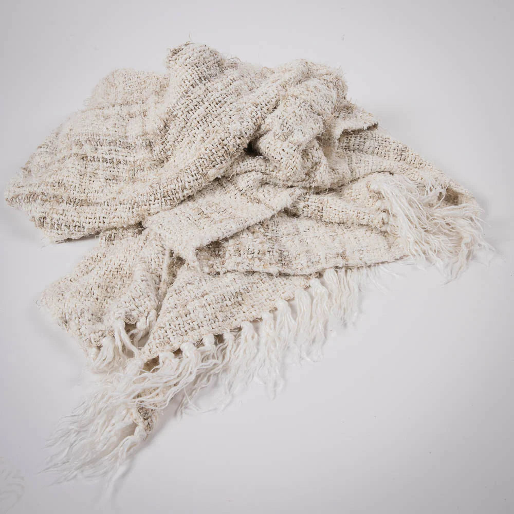 Eadie Lifestyle Wabi Throw - 100% Recycled Linen, Ivory