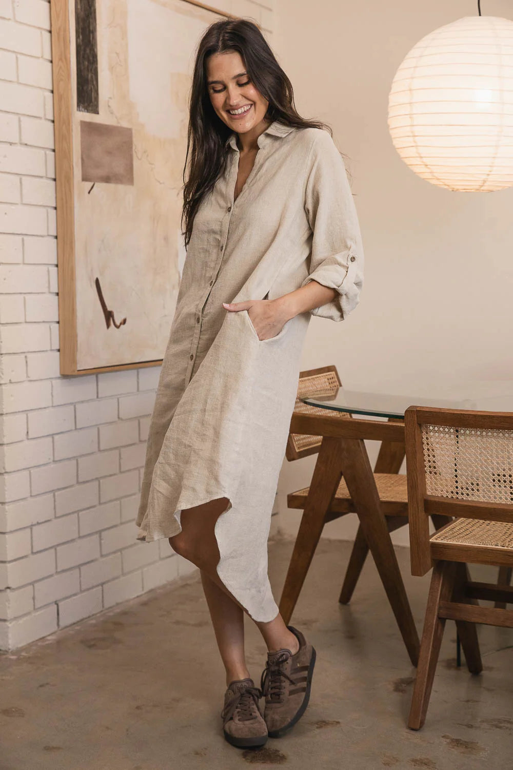 Fundamental Linen Shirt Dress - Natural