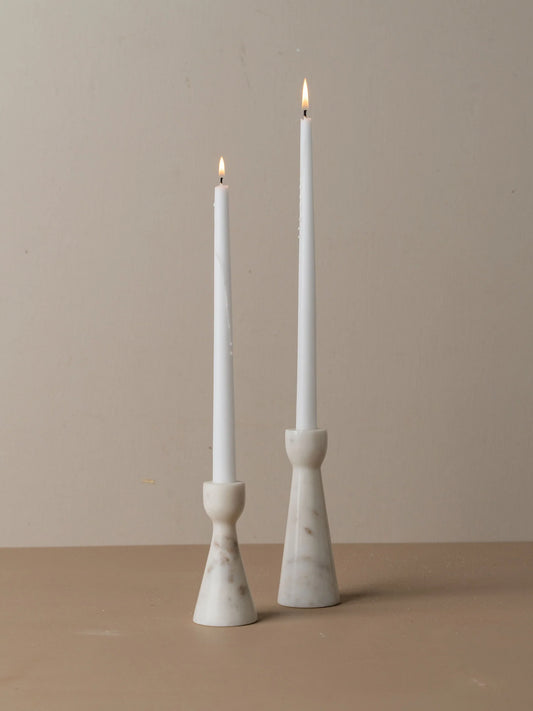 Muum Marble Candle Holders - Set of 2 - White