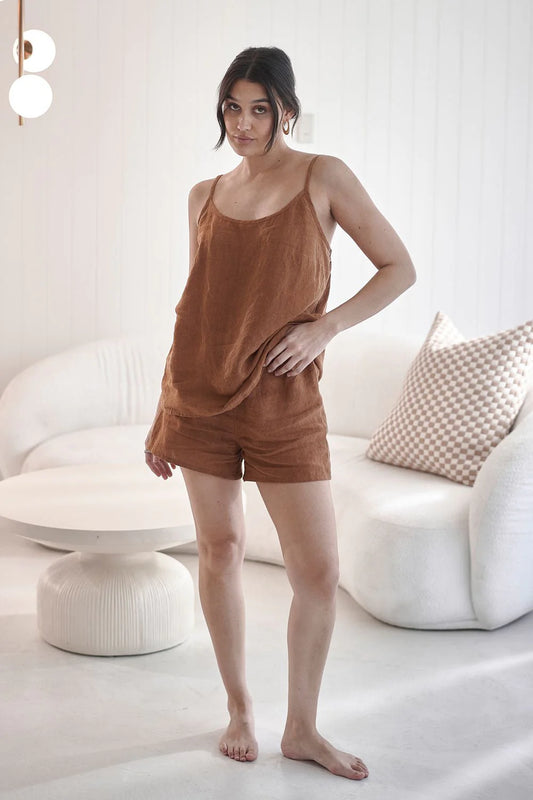 Fundamental Linen Shorts - Nutmeg