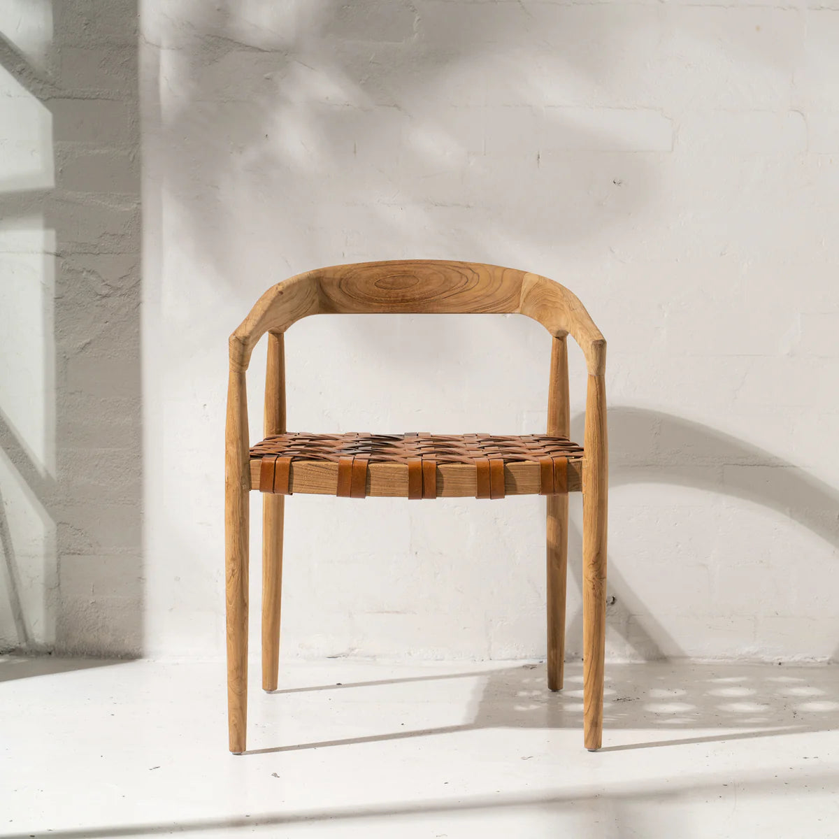 Larah leather and teak dining chair