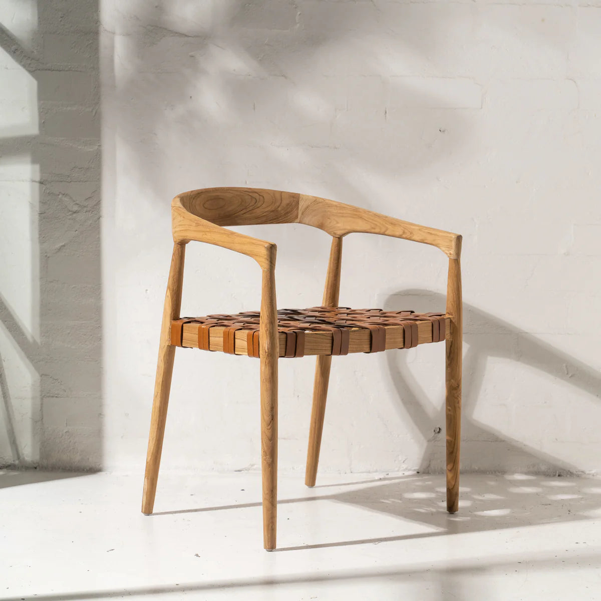 Larah leather and teak dining chair