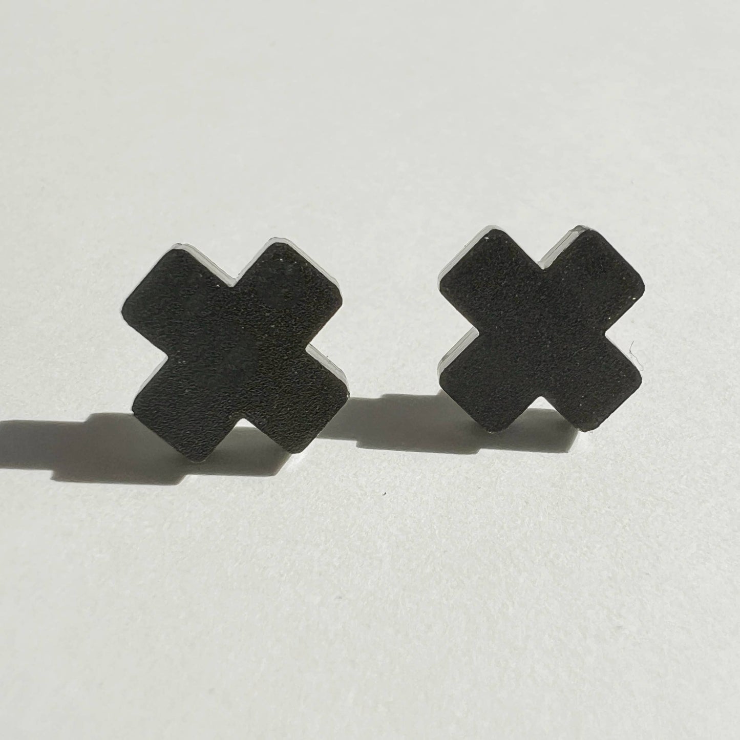 Black Cross Stud Earrings - Small Cross Earrings, Minimalist