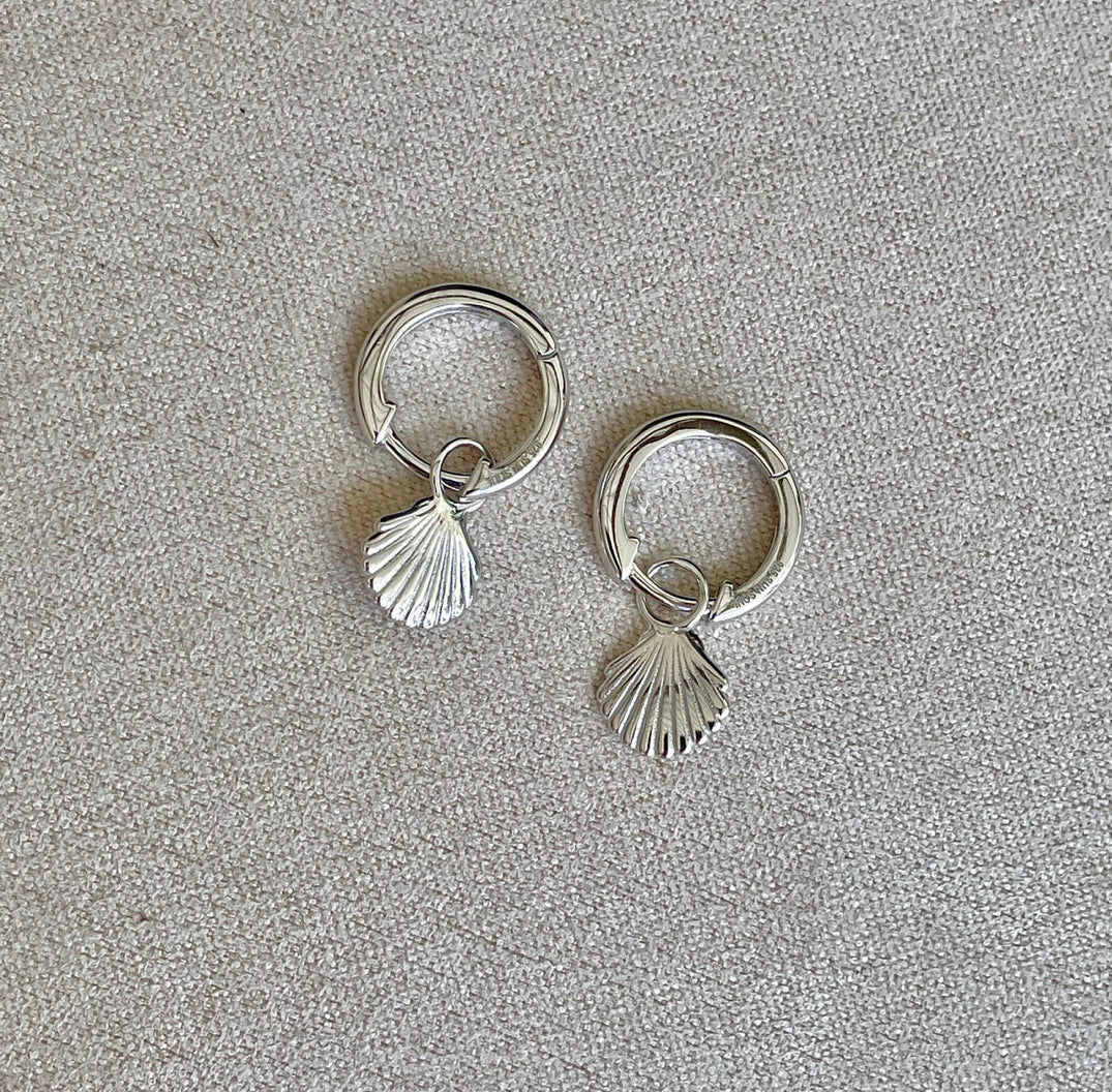 Silver shell earrings