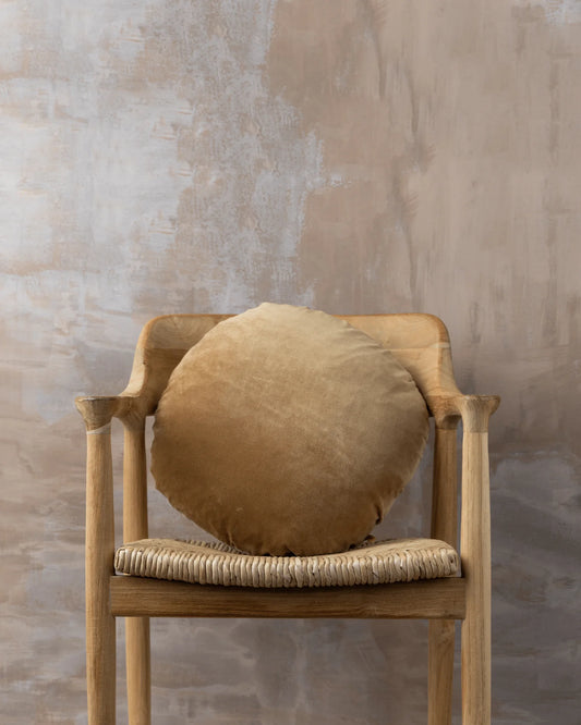 Linen velvet round cushion